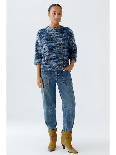 Oui Sweter w kolorze niebiesko-czarnym rozmiar: 38. Czarne swetry Oui, bez wzorów, bez ramiączek. Za 125.85 zł.