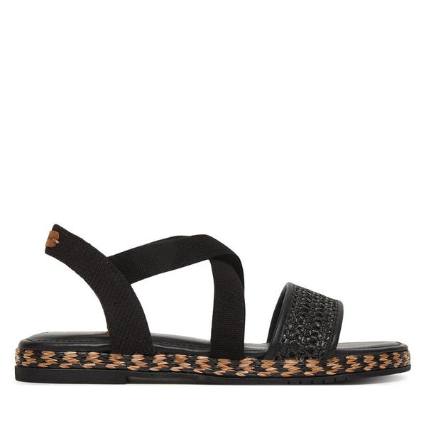 Sandały Tamaris. Czarne sandały Tamaris, bez wzorów, bez obcasa, na płaskiej podeszwie, bez zapięcia. Za 259.99 zł.