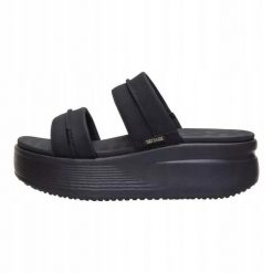 HeyDude Damskie Sandały Austin Slide Classic. Czarne klapki Hey Dude, bez wzorów, z materiału, bez obcasa, bez zapięcia. Za 259.00 zł.