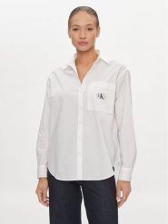 Calvin Klein Jeans Koszula J20J222610 Biały Relaxed Fit. Białe koszule Calvin Klein Jeans, l, bez wzorów, z bawełny, bez kołnierzyka, bez ramiączek. Za 239.99 zł.