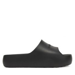 Klapki Tommy Jeans. Czarne klapki Tommy Jeans, bez wzorów, z jeansu, bez obcasa. Za 179.99 zł.