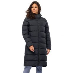 Płaszcz puchowy damski Jack Wolfskin Frozen Palace. Czarne płaszcze Jack Wolfskin, bez wzorów, z puchu, bez kaptura. Za 1,099.00 zł.