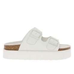 Klapki damskie O'Neill Platform Slider. Białe klapki O'Neill, bez wzorów, z materiału, bez obcasa. Za 116.10 zł.