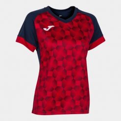 Koszulka do piłki nożnej damska Joma Supernova III. Czerwone bluzki Joma, m, bez wzorów, sportowe, bez kołnierzyka, bez ramiączek. Za 138.99 zł.