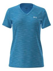 Under Armour Koszulka sportowa "Tech" w kolorze niebieskim rozmiar: S. Niebieskie koszulki sportowe Under Armour, bez wzorów, z materiału, bez ramiączek, outdoorowe. Za 83.22 zł.