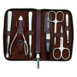 ERBE Manicure Zipper Case Range "Houston", brown, 7 pcs. Kuferki do makijażu 1 ct 1 szt. Zestawy ERBE. Za 413.29 zł.