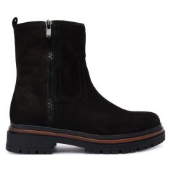 Botki Caprice. Czarne botki Caprice, bez wzorów, bez obcasa, na płaskiej podeszwie, bez zapięcia. Za 589.99 zł.