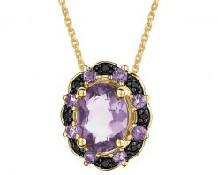 Naszyjnik z żółtego złota z czarnymi brylantami i ametystami - próba 585. Czarne naszyjniki Apart, z ametystem, złote. Za 3,790.00 zł.