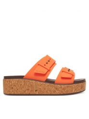 Crocs Klapki Brooklyn Cork Buckle 211252 Pomarańczowy. Brązowe klapki Crocs, bez wzorów, z tworzywa sztucznego, bez obcasa. Za 199.99 zł.