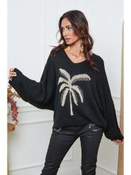 So Cachemire Sweter "Adandine" w kolorze beżowo-czarnym rozmiar: M. Czarne swetry So Cachemire, m, bez wzorów, z kaszmiru, bez ramiączek. Za 187.52 zł.