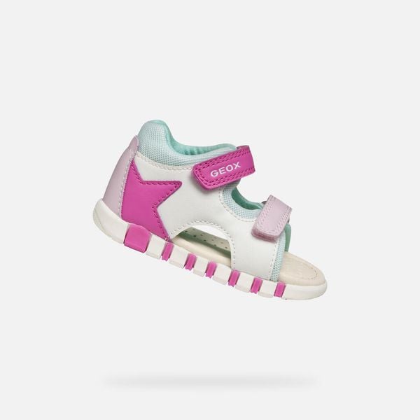 Sandały GEOX B SANDAL IUPIDOO GIR Rose. Czerwone sandały Geox, bez wzorów, z syntetyku, bez obcasa, bez zapięcia. Za 155.99 zł.