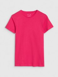 4F T-shirt slim z modalem damski - różowy XS. Czerwone t-shirty 4f, xs, bez wzorów, z bawełny, bez kołnierzyka, bez ramiączek. W wyprzedaży za 29.99 zł.