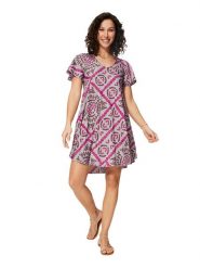 Aller Simplement Sukienka w kolorze fioletowo-różowym rozmiar: 38/40. Różowe sukienki Aller Simplement, na co dzień, bez wzorów, bez kołnierzyka, bez ramiączek, mini, proste. Za 43.99 zł.