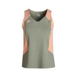 Koszulka Texas Padel – elastyczna, oddychająca i szybkoschnąca. Zielone bluzki Izas, bez wzorów, z materiału, sportowe, bez kołnierzyka, bez ramiączek. Za 182.57 zł.