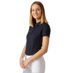 Damskie funkcjonalne jeździeckie polo Horze Denise. Niebieskie koszulki polo HORZE, bez wzorów, bez kołnierzyka, bez ramiączek. Za 159.00 zł.