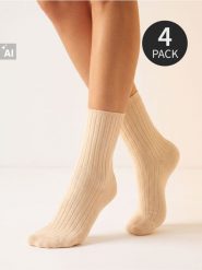 Skarpetki z bawełną 4 pack - różowy. Czerwone skarpety Sinsay, bez wzorów, z bawełny. Za 15.99 zł.