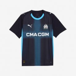 Koszulka piłkarska Puma Olympique de Marseille 25/26 wyjazdowa. Bluzki Puma, xl, bez wzorów, z materiału, sportowe, bez kołnierzyka, bez ramiączek. Za 419.99 zł.