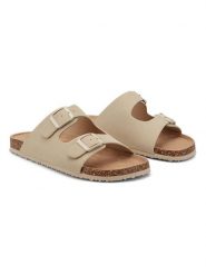 Inselhauptstadt Klapki w kolorze beżowym rozmiar: 38. Brązowe klapki Inselhauptstadt, bez wzorów, z otwartym noskiem, bez obcasa. Za 92.95 zł.