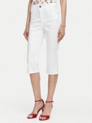 Guess Spodnie capri W6YB40 W5139 Biały Slim Fit. Białe spodnie materiałowe Guess, z aplikacjami, z bawełny. Za 394.99 zł.