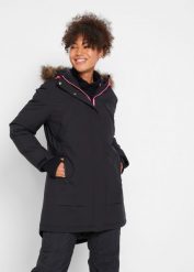 Kurtka parka funkcjonalna, nieprzemakalna. Czarne kurtki bonprix, s, z polaru, z kapturem. Za 399.99 zł.