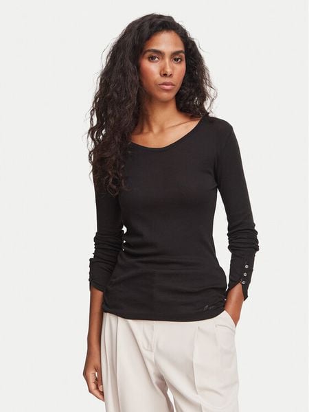 BOSS Bluzka Edeline 50566005 Czarny Regular Fit. Czarne bluzki Boss, s, bez wzorów, z bawełny, bez kołnierzyka, bez ramiączek. Za 299.99 zł.