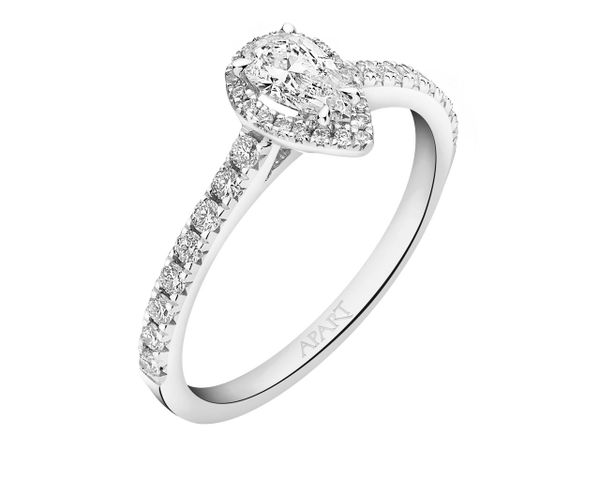 Pierścionek z białego złota z diamentami - SI2/H - 0,58 ct - próba 585. Białe pierścionki Apart, z diamentem, złote. Za 9,590.00 zł.