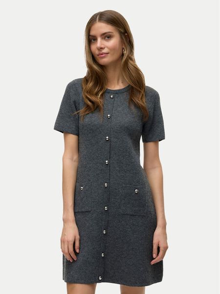 Vero Moda Sukienka dzianinowa Johanna 10333908 Szary Standard Fit. Szare sukienki Vero Moda, l, bez wzorów, z dzianiny, bez kołnierzyka, bez ramiączek. Za 159.99 zł.