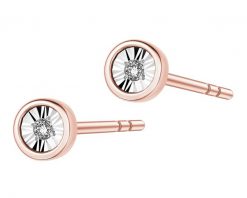 Kolczyki z różowego i białego złota z diamentami - 0,01 ct - próba 585. Białe kolczyki Apart, z diamentem, złote. Za 999.00 zł.