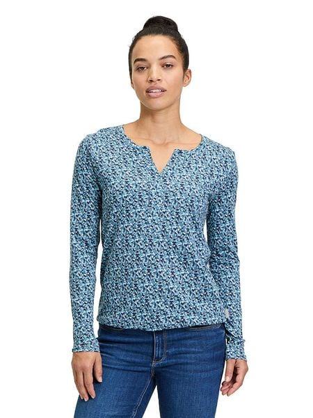 BETTY & CO Koszulka w kolorze błękitno-granatowo-szarym rozmiar: M. Niebieskie bluzki Betty & Co, m, bez wzorów, z bawełny, bez kołnierzyka, bez ramiączek. Za 78.66 zł.