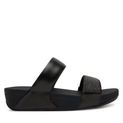 Klapki FitFlop. Czarne klapki FitFlop, bez wzorów, bez obcasa. Za 339.99 zł.