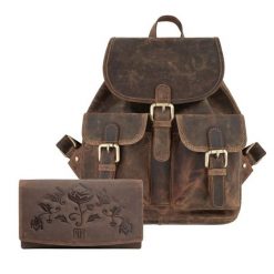 ZESTAW PREZENTOWY PLECACZEK DAMSKI I PORTFEL DAMSKI PAOLO PERUZZI ZUP-26-BR. Portfele PAOLO PERUZZI, bez wzorów, ze skóry. Za 349.00 zł.