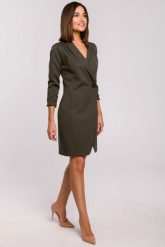 Elegancka sukienka marynarka na jeden guzik khaki. Brązowe marynarki i żakiety Stylove, l, bez wzorów, z elastanu, biznesowe. Za 275.00 zł.