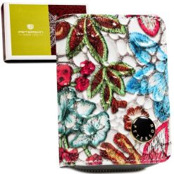 Wielokolorowy portfelik damski ze skóry naturalnej zamykany zatrzaskiem i suwakiem PTN PH33-LFL Peterson. Portfele Peterson, bez wzorów, ze skóry. Za 69.99 zł.