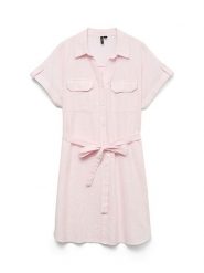 Vero Moda Sukienka w kolorze jasnoróżowym rozmiar: M. Różowe sukienki Vero Moda, na co dzień, m, bez wzorów, z bawełny, bez kołnierzyka, bez ramiączek, mini, proste. Za 114.17 zł.