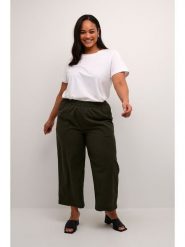 KAFFE curve Spodnie w kolorze ciemnozielonym rozmiar: 52. Zielone spodnie materiałowe KAFFE curve, bez wzorów, z materiału. Za 78.99 zł.