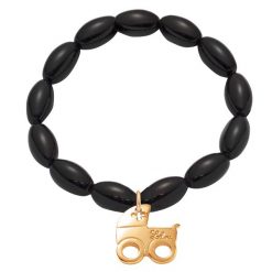Bransoletka z pozłacanym wózkiem na kryształowych podłużnych czarnych koralikach. Czarne bransoletki Lilou, z perłą, pozłacane. Za 175.00 zł.