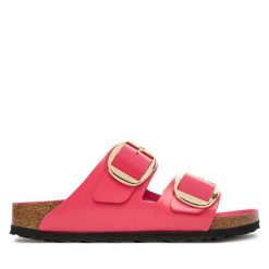 Klapki Birkenstock. Czerwone klapki Birkenstock, bez wzorów, bez obcasa. Za 719.99 zł.