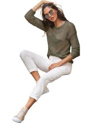 Heine Sweter w kolorze khaki rozmiar: 34. Brązowe swetry Heine, bez wzorów, z bawełny, bez ramiączek. Za 49.95 zł.