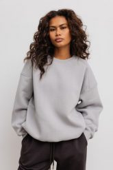 Bluza damska o kroju regular fit w kolorze GREY - OZZY. Szare bluzy Marsala, uniwersalny, bez wzorów, z bawełny, bez kaptura. Za 329.90 zł.