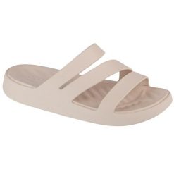 Klapki damskie Crocs 209587160. Brązowe klapki Crocs, bez wzorów, z materiału, bez obcasa. Za 354.00 zł.