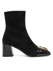 Balmain Botki DN1TE036LCSV Czarny. Czarne botki Balmain, bez wzorów, ze skóry, bez obcasa, na słupku, bez zapięcia. Za 4,249.00 zł.