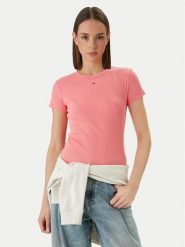 Tommy Jeans T-Shirt DW0DW17383 Różowy Slim Fit. Czerwone t-shirty Tommy Jeans, xl, bez wzorów, z bawełny, bez kołnierzyka, bez ramiączek. Za 149.99 zł.
