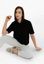 Bawełniany t-shirt, Comfort Fit, T-FLAME. Czarne t-shirty Volcano, l, bez wzorów, z bawełny, bez kołnierzyka, bez ramiączek. Za 54.99 zł.