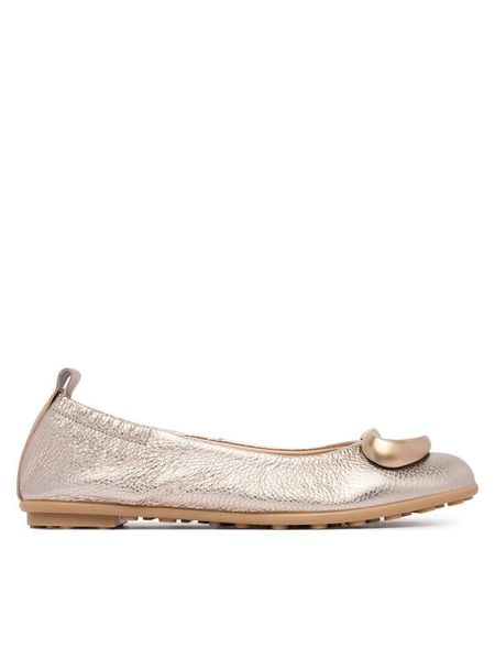 Hispanitas Baleriny HV263931 C002 Złoty. Żółte baleriny Hispanitas, bez wzorów, ze skóry, bez obcasa. Za 479.99 zł.