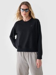 4F Bluza dresowa nierozpinana bez kaptura damska - czarna XL. Czarne bluzy 4f, xl, bez wzorów, z bawełny, bez kaptura. Za 129.99 zł.
