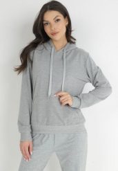Szara Bluza Anitta. Szare bluzy Born2be, s, bez wzorów, bez kaptura. W wyprzedaży za 34.99 zł.