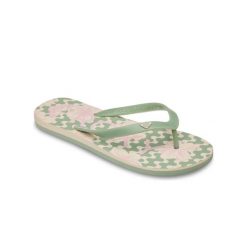 Klapki dla Kobiety TAHITI. Zielone klapki Roxy, bez wzorów, z materiału, bez obcasa. Za 89.99 zł.