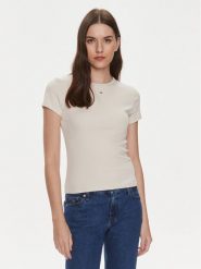 Tommy Jeans T-Shirt Essential DW0DW17383 Beżowy Slim Fit. Brązowe t-shirty Tommy Jeans, m, bez wzorów, z bawełny, bez kołnierzyka, bez ramiączek. Za 99.99 zł.