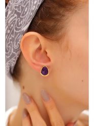 Pierres delicates Pozłacane kolczyki-wkrętki z ametystami rozmiar: onesize. Żółte kolczyki Pierres delicates, z ametystem, pozłacane. Za 83.03 zł.