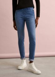 Jegginsy Mid Waist. Niebieskie jeansy bonprix, bez wzorów. Za 97.99 zł.